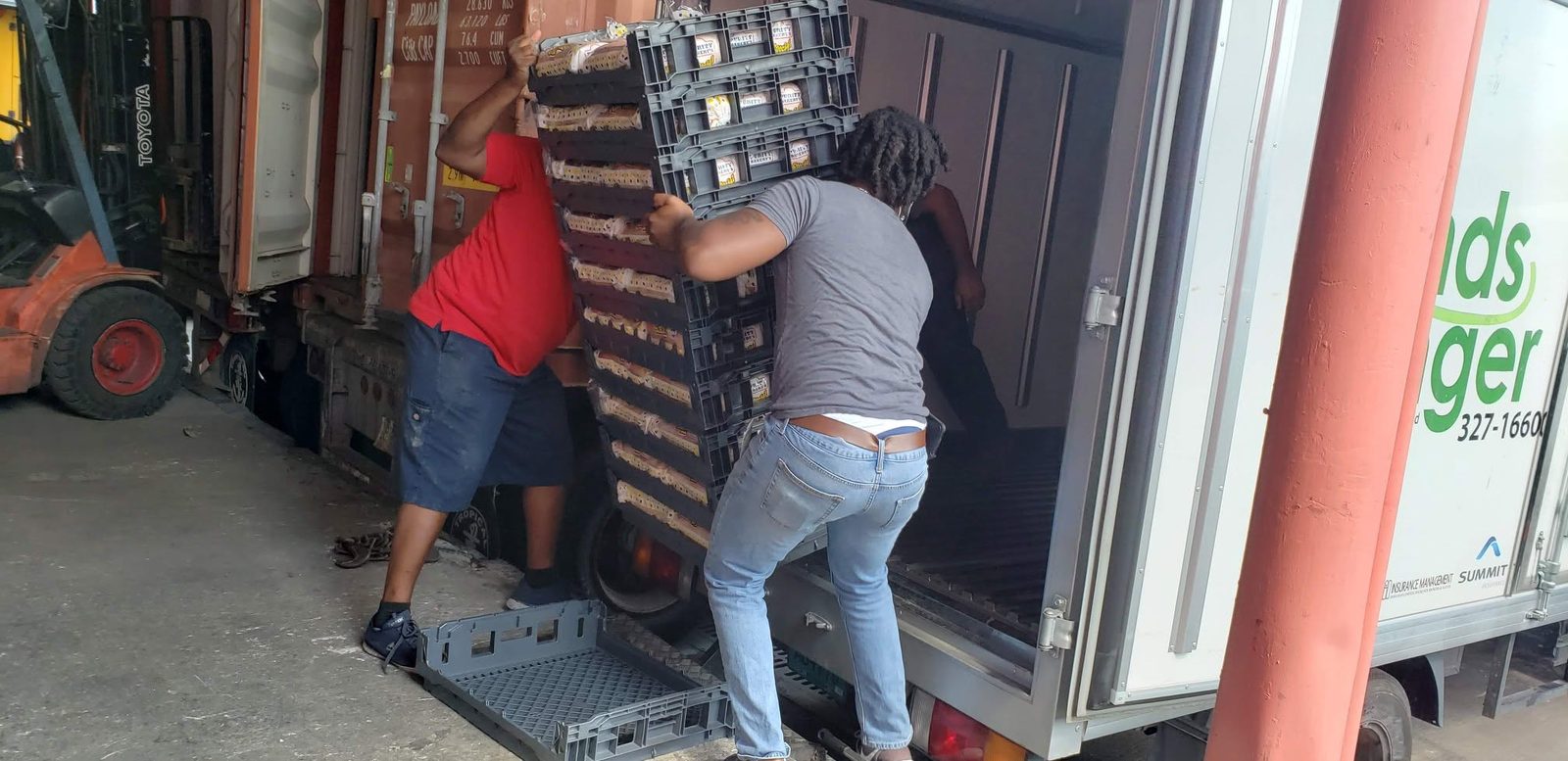 Purity Bakery crates loaded for fresh delivery